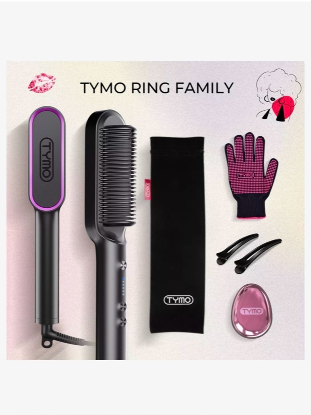Hair Straightener Brush, TYMO Ring Hair Straightener Comb Straightening Brus